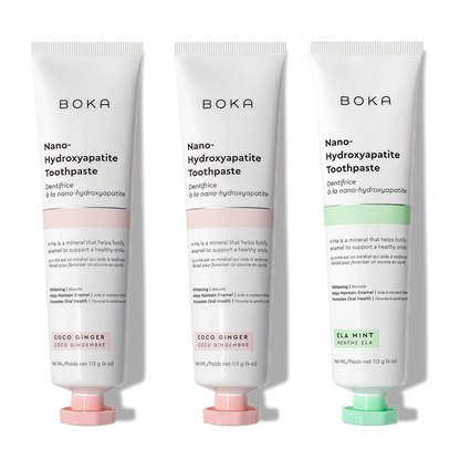 N-Ha Toothpaste 3-Pack in pink and green, perfect for advanced oral care.