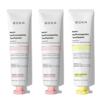 N-Ha Toothpaste 3-Pack in Coco Ginger and Lemon Lavender flavors for advanced oral care.