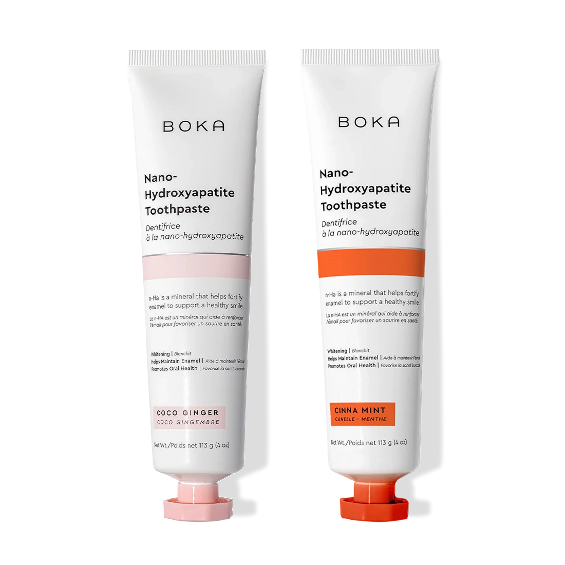 N-Ha Toothpaste 2-Pack in Coco Ginger & Cinna Mint to help fortify enamel.