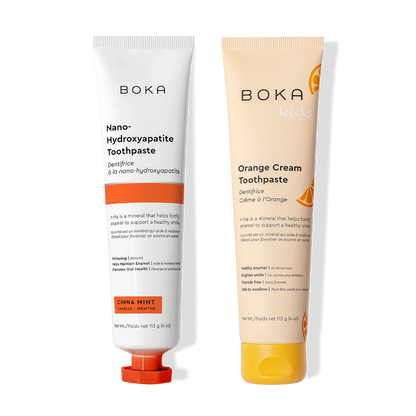 Two n-Ha Toothpaste 2-Pack tubes that strengthen enamel, shown on a white background.