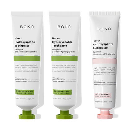 N-Ha Toothpaste 3-Pack: three tubes in unique flavors for advanced oral care.