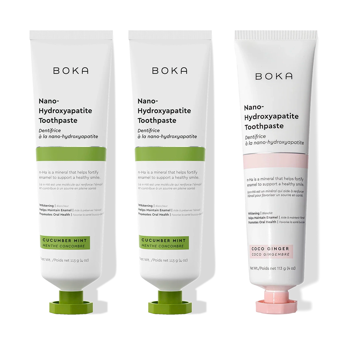 N-Ha Toothpaste 3-Pack: three tubes in unique flavors for advanced oral care.