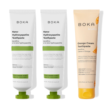 N-Ha Toothpaste 3-Pack: three tubes of healthy, fun-flavored toothpaste for all ages.
