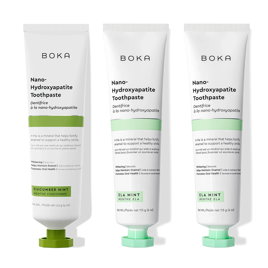 Three n-Ha Toothpaste 3-Pack tubes in fresh flavors on a white background.