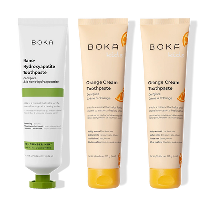 The n-Ha Toothpaste 3-Pack features three tubes with unique flavors and nano-hydroxyapatite formula.