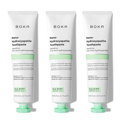 N-Ha Toothpaste 3-Pack in Ela Mint, perfect for advanced oral care with nano-hydroxyapatite.