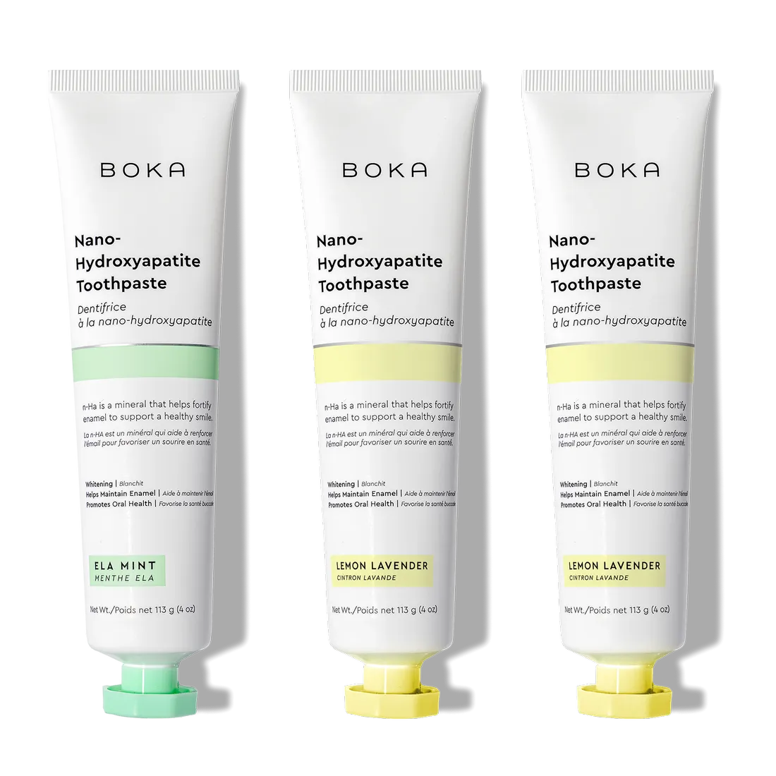 N-Ha Toothpaste 3-Pack for advanced oral care in mint and lemon lavender flavors.