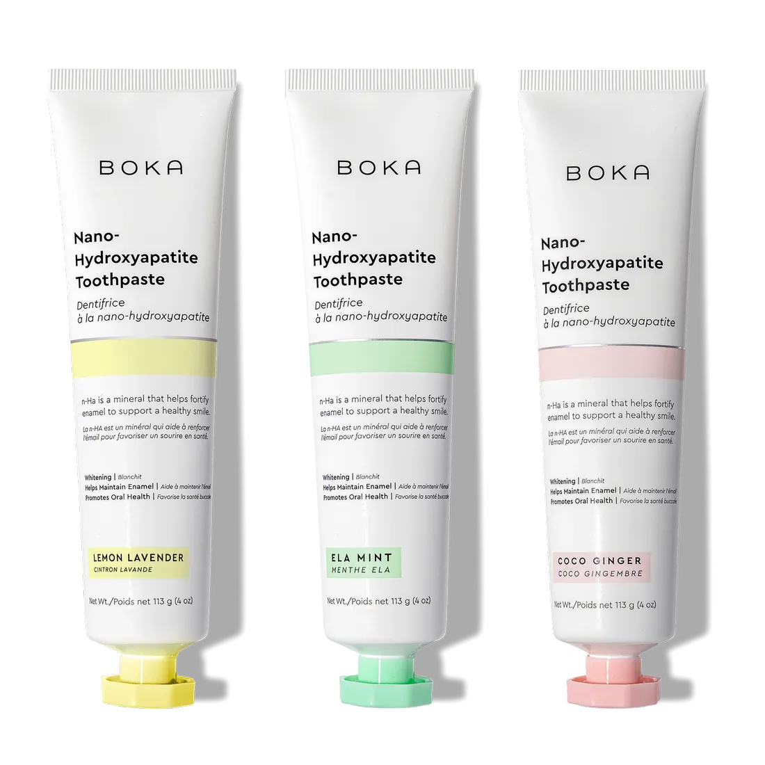 N-Ha Toothpaste 3-Pack: three tubes in unique, refreshing flavors for advanced oral care.