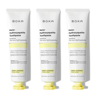 Three tubes of n-Ha Toothpaste 3-Pack stand upright, a refreshing oral care essential.
