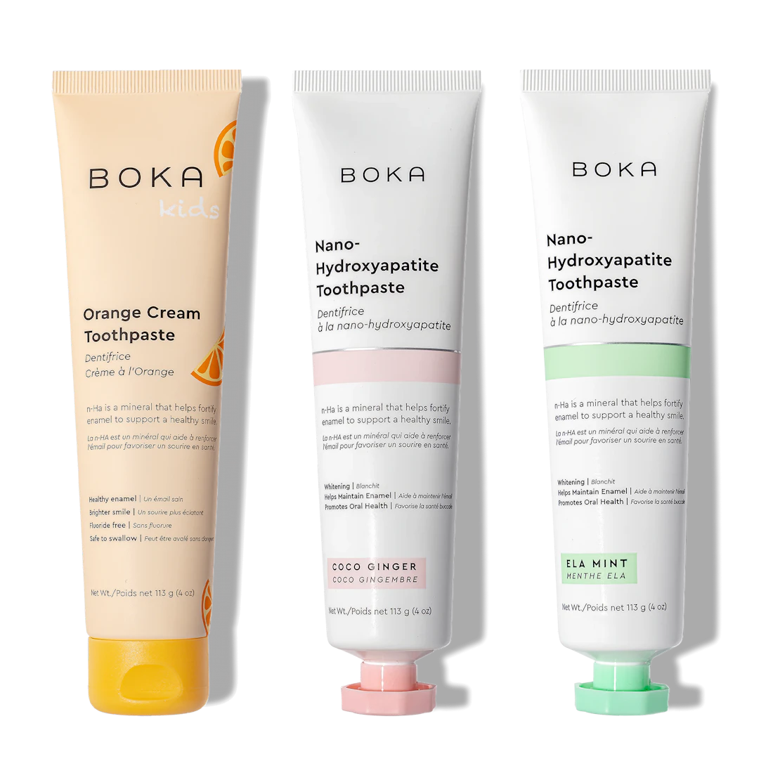 N-Ha Toothpaste 3-Pack with nano-hydroxyapatite for healthier oral care in fun flavors.