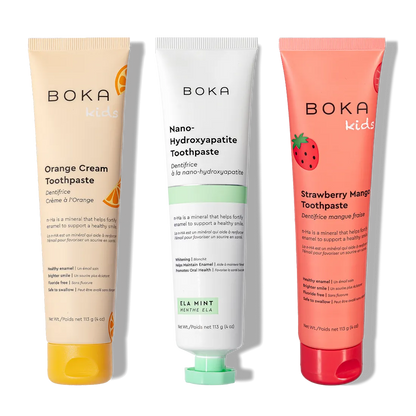 The n-Ha Toothpaste Family 3 Pack features kid-approved flavors to encourage healthy brushing habits.