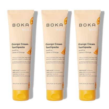 Three tubes of n-Ha Toothpaste Family 3 Pack with kid-approved flavors on a white background.