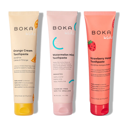 Three tubes of n-Ha Toothpaste Family 3 Pack in fun flavors for healthy brushing habits.
