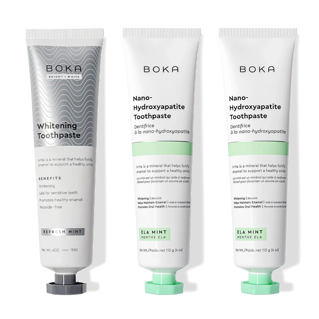 Three tubes, all Refresh Mint: 2 Nano (n-Ha), 1 Whitening from the Toothpaste Whitening 3 Pack.