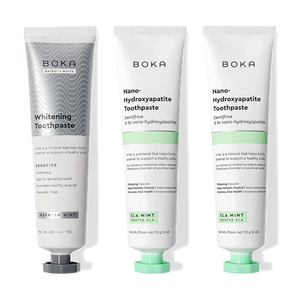 Three tubes, all Refresh Mint: 2 Nano (n-Ha), 1 Whitening from the Toothpaste Whitening 3 Pack.