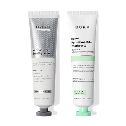 Gallery view - N-Ha Toothpaste 2-Pack, with nano-hydroxyapatite for remineralizing teeth, on a black background.