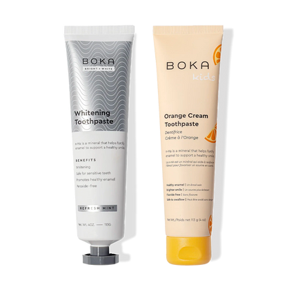Two n-Ha Toothpaste 2-Pack tubes with nano-hydroxyapatite to fortify enamel, side by side.