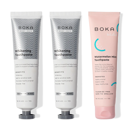 Nano (n-Ha) Toothpaste Whitening 3 Pack: 2 whitening mint, 1 kids watermelon mint.