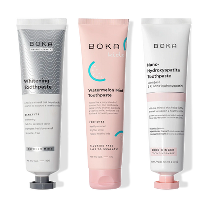 Three Boka Nano Whitening (n-Ha) Toothpaste tubes included in this 3-pack.