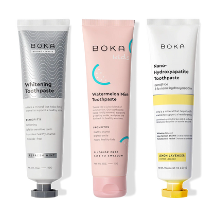 Boka Nano (n-Ha) Toothpaste Whitening 3 Pack: peroxide-free, kid-friendly Watermelon Mint.