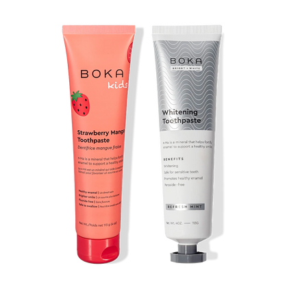 N-Ha Toothpaste 2-Pack: kids’ strawberry mango and whitening mint for daily enamel support.