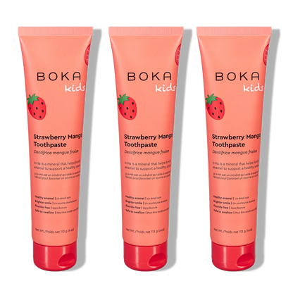 Three tubes of n-Ha Toothpaste Family 3 Pack with kid-approved flavors for healthy brushing habits.