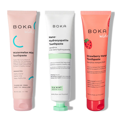 N-Ha Toothpaste Family 3 Pack: three kid-friendly tubes for healthy daily brushing habits.