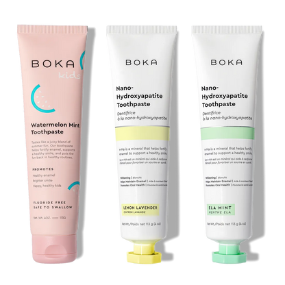 N-Ha Toothpaste Family 3 Pack: three kid-friendly flavors to encourage healthy brushing habits.