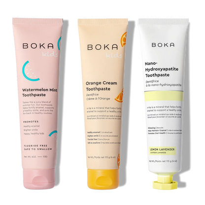 N-Ha Toothpaste Family 3 Pack: three tubes with kid-approved flavors for fun, effective oral care.