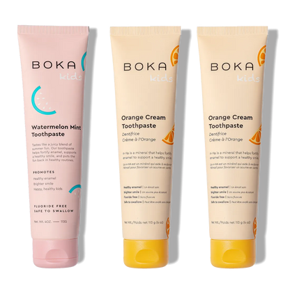 N-Ha Toothpaste Family 3 Pack: Three kid-approved flavors with nano-hydroxyapatite.