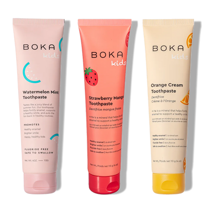 N-Ha Toothpaste Family 3 Pack: three colorful tubes in kid-approved flavors for healthy brushing habits.