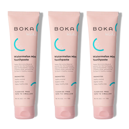 Three pink tubes of n-Ha Toothpaste Family 3 Pack stand upright side by side.